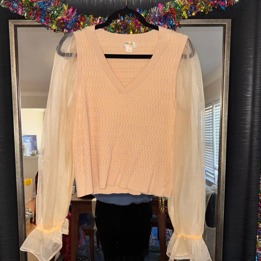 Anthropologie Maeve Sheer Sleeve Sweater